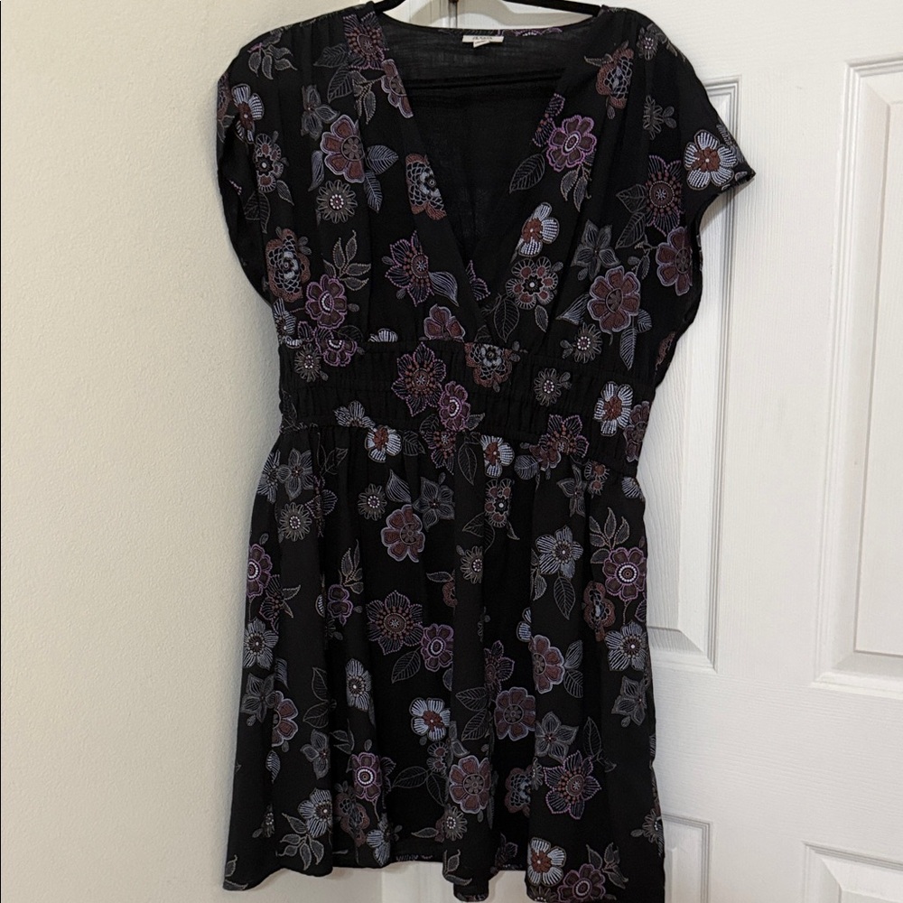 a.n.a Black and Purple Floral Mini Dress